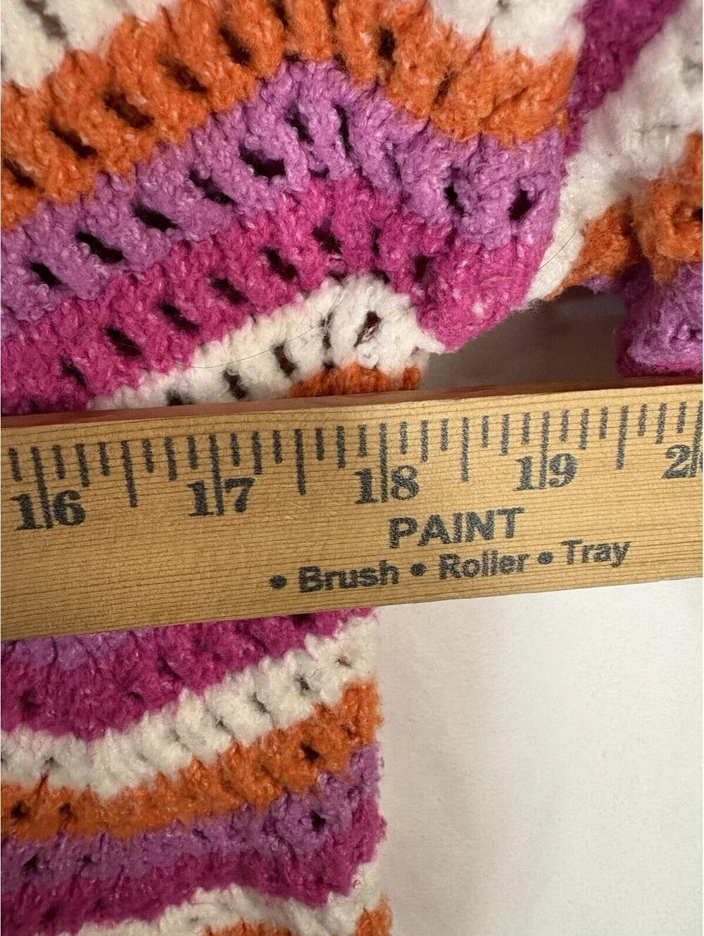 Hippie Rose Sweater Womens M Pink Orange Chevron Crochet Open Knit Boho Cropped